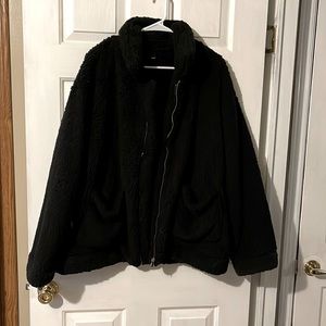 Black warm fuzzy just zip up jacket